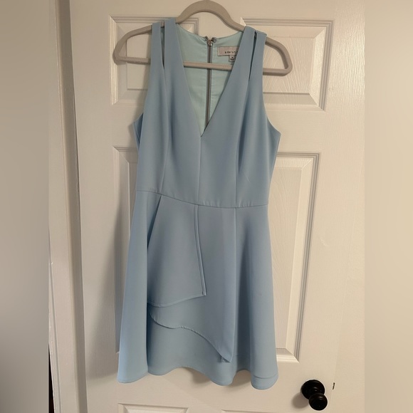Adeline Rae Asymmetrical Crepe Fit & Flare Dress - Picture 2 of 3